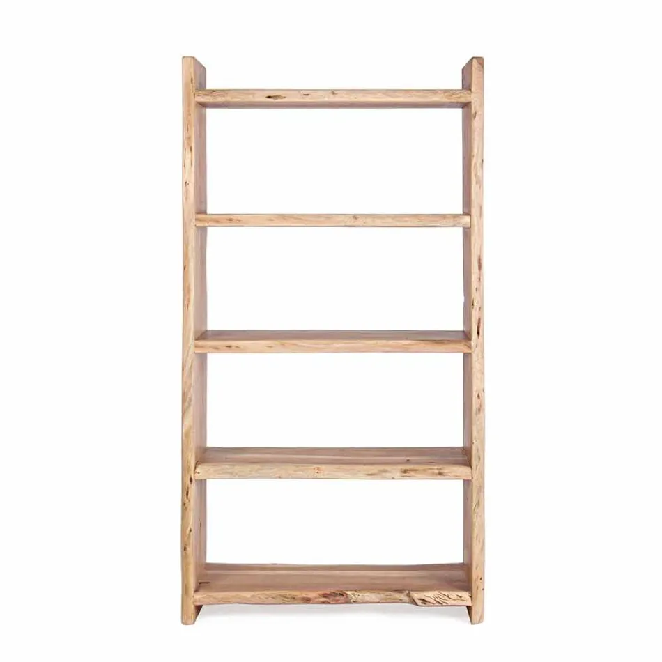 Moderní podlahová knihovna z akáciového dřeva s 5 policemi Homemotion - Lauro Viadurini