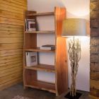 Moderní podlahová knihovna z akáciového dřeva s 5 policemi Homemotion - Lauro Viadurini