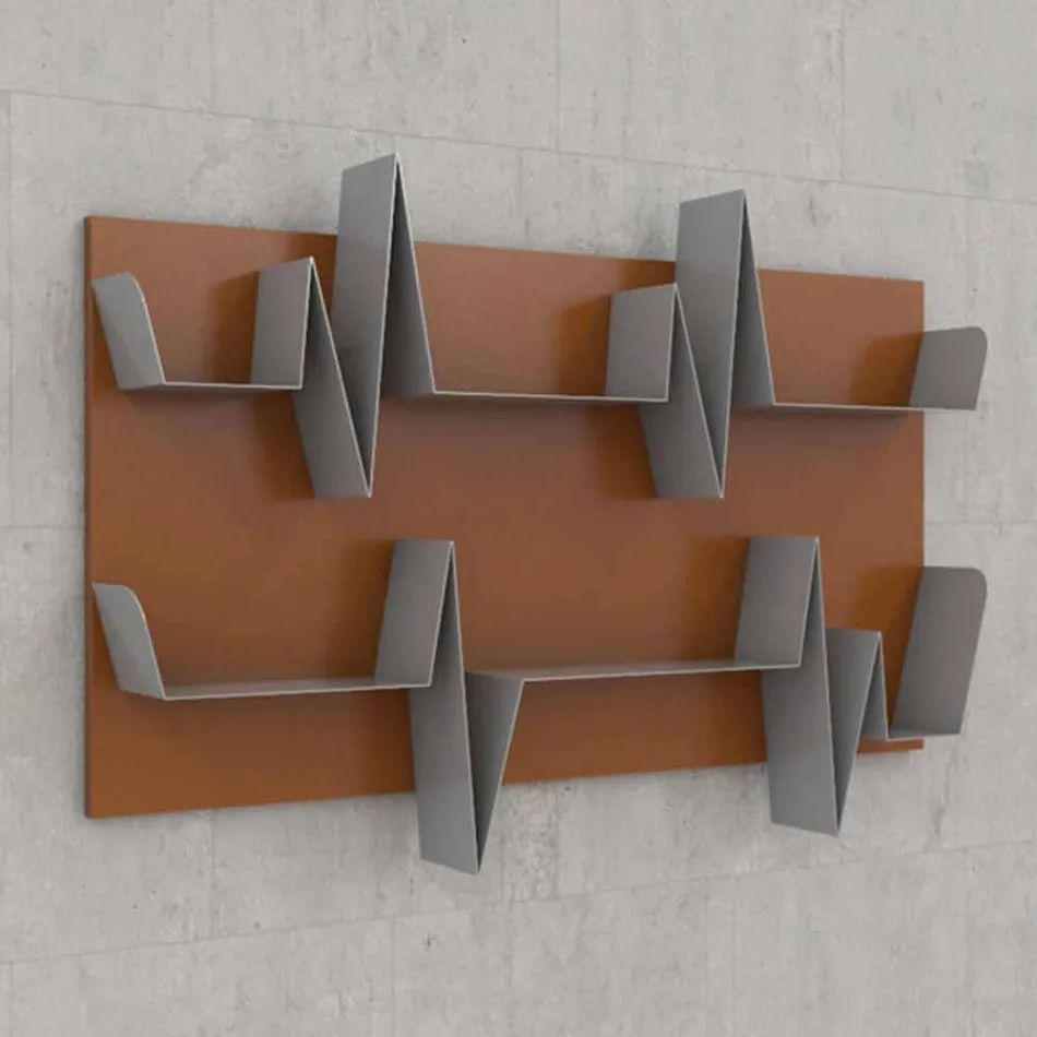 Knihovna design Battikuore 130x87 (2 police) Mabele Viadurini