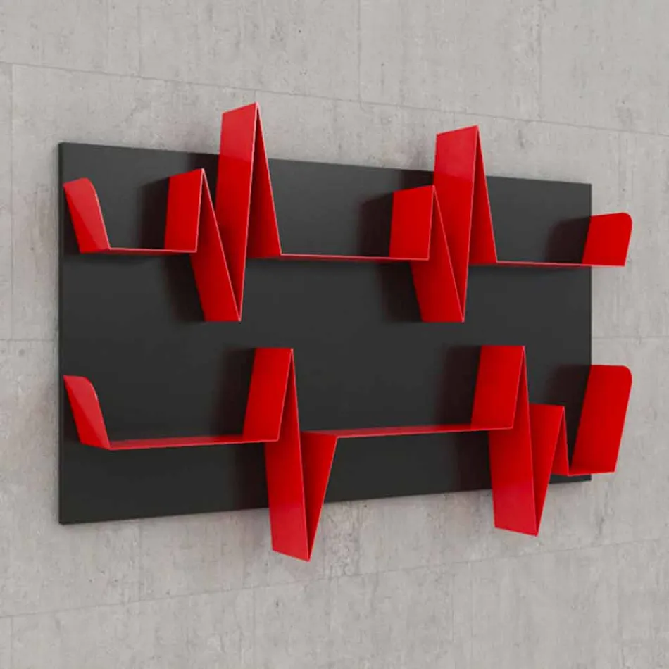 Knihovna design Battikuore 130x87 (2 police) Mabele Viadurini