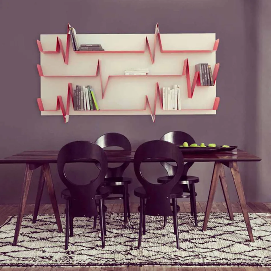 Knihovna design Battikuore 186x101 (3 police) Mabele Viadurini