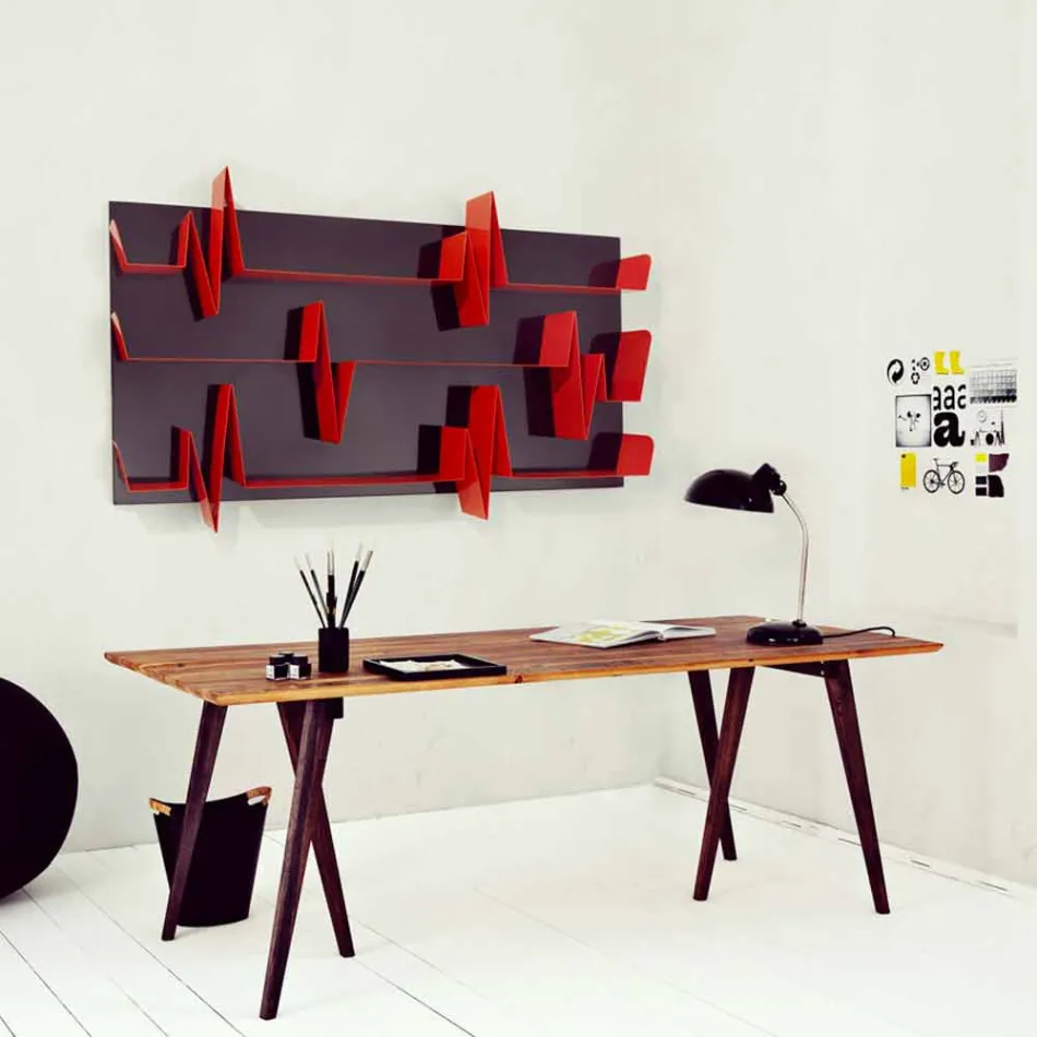 Knihovna design Battikuore 186x101 (3 police) Mabele Viadurini