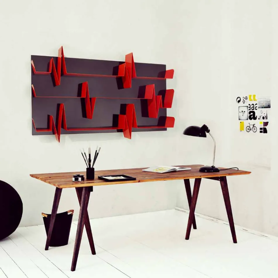 Knihovna design Battikuore 186x101 (3 police) Mabele Viadurini