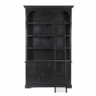 Klasická dřevěná knihovna s dekorativním žebříkem Homemotion - cedr Viadurini