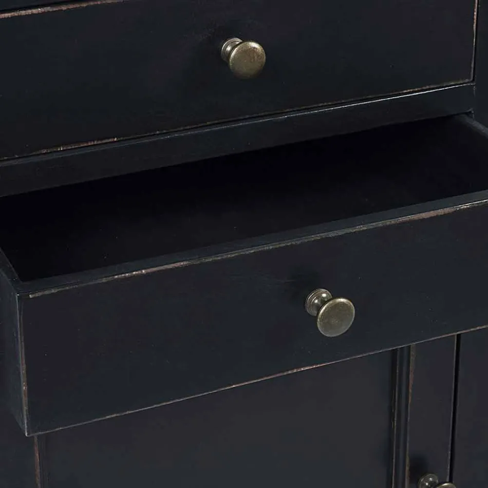 Klasická dřevěná knihovna s dekorativním žebříkem Homemotion - cedr Viadurini