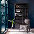 Klasická dřevěná knihovna s dekorativním žebříkem Homemotion - cedr Viadurini