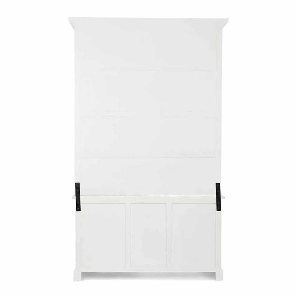 Klasická dřevěná knihovna s dekorativním žebříkem Homemotion - cedr Viadurini