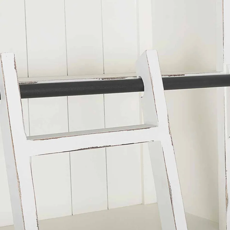 Klasická dřevěná knihovna s dekorativním žebříkem Homemotion - cedr Viadurini