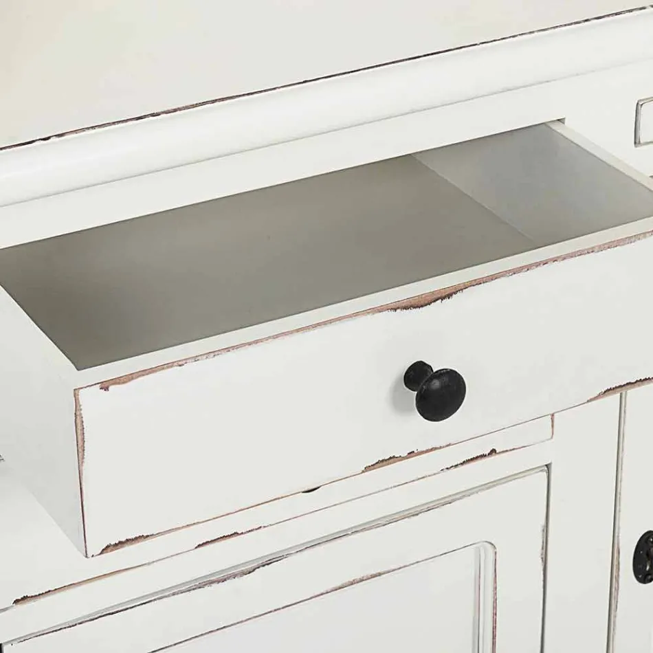 Klasická dřevěná knihovna s dekorativním žebříkem Homemotion - cedr Viadurini