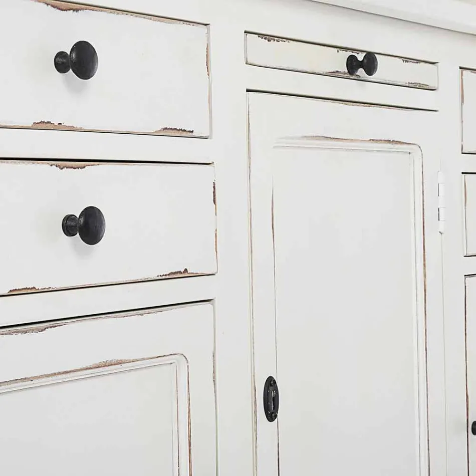 Klasická dřevěná knihovna s dekorativním žebříkem Homemotion - cedr Viadurini