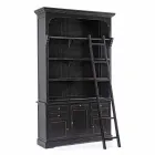 Klasická dřevěná knihovna s dekorativním žebříkem Homemotion - cedr Viadurini