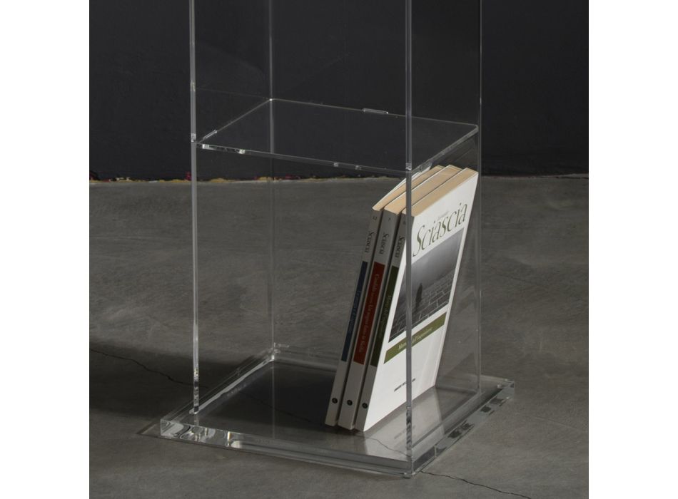 Samostatně stojící sloupová knihovna z průhledného akrylového křišťálu - Corrige Viadurini