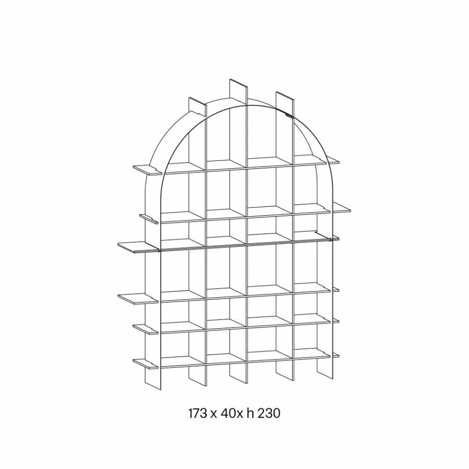 Volně stojící oblouková knihovna v kouřovém skle a kartáčovaném bronzu - Marco Viadurini