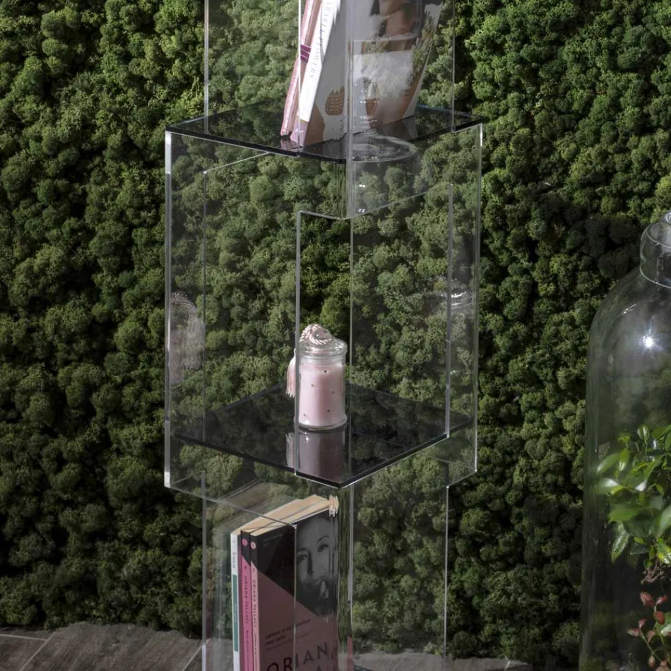 Volně stojící knihovna z průhledného nebo kouřového akrylového křišťálu - Icaria Viadurini