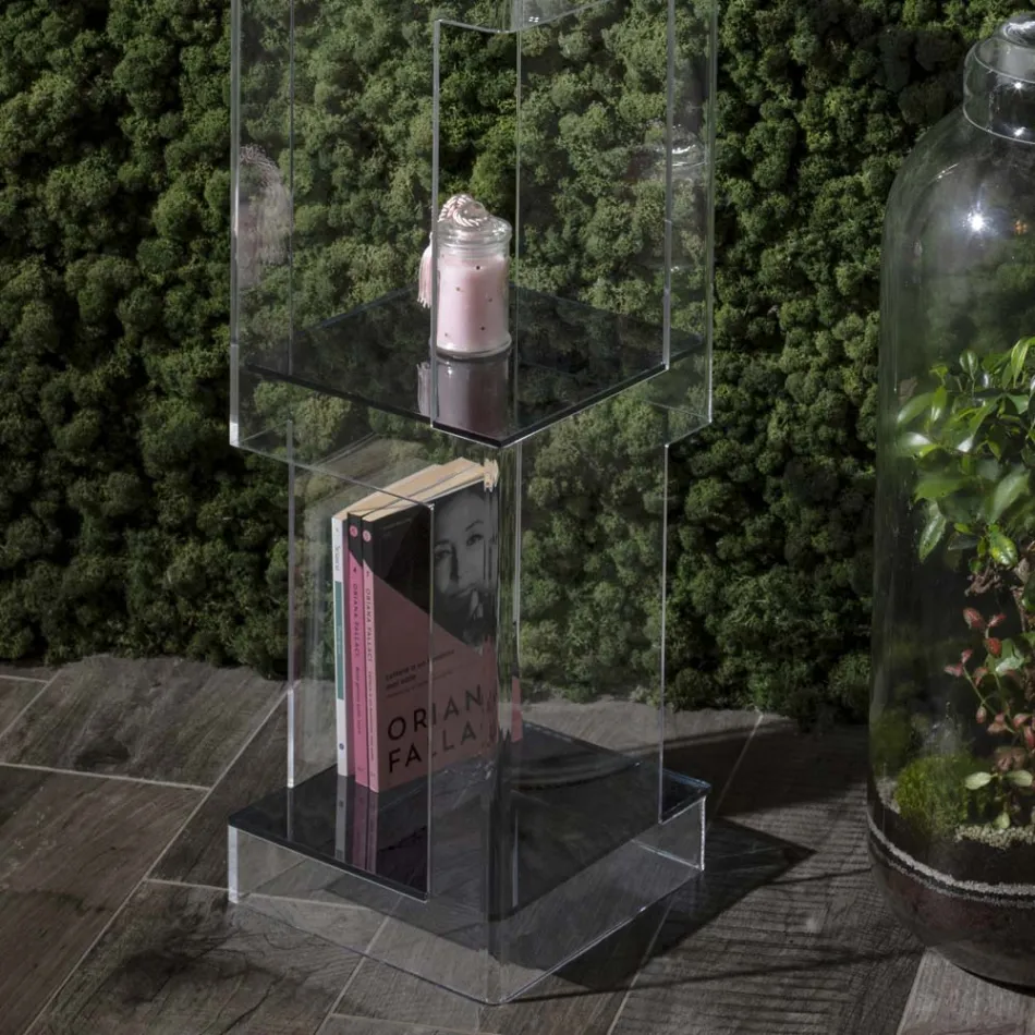Volně stojící knihovna z průhledného nebo kouřového akrylového křišťálu - Icaria Viadurini