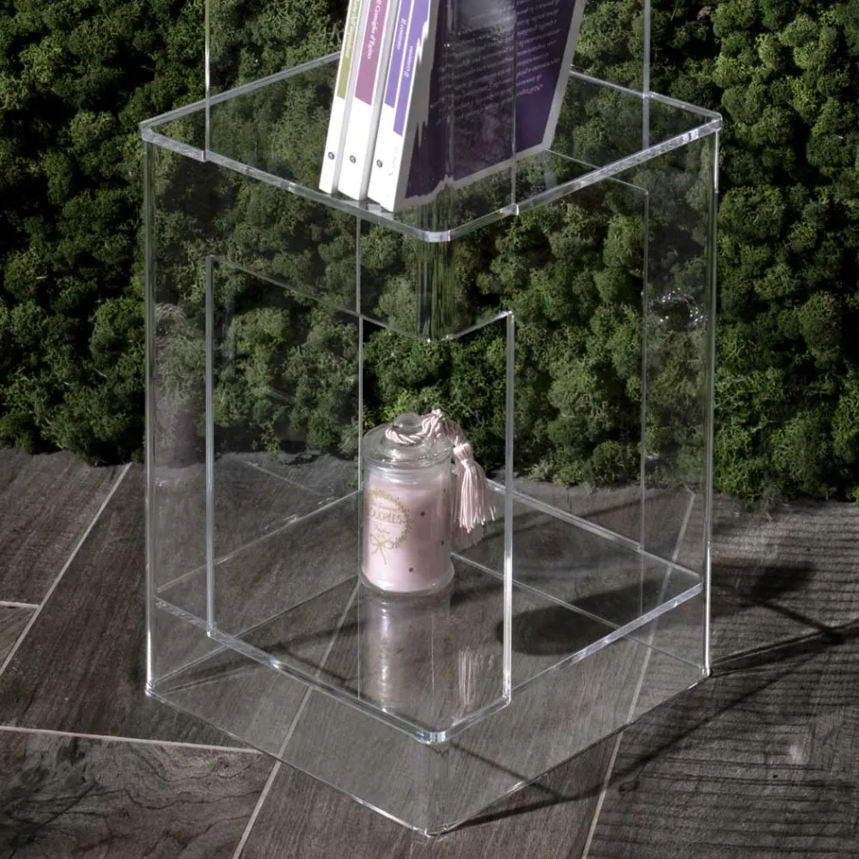 Volně stojící knihovna z průhledného nebo kouřového akrylového křišťálu - Icaria Viadurini
