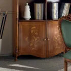 Knihovna z intarzovaného ořechového dřeva Bassano s dvířky Made in Italy - Commodo Viadurini