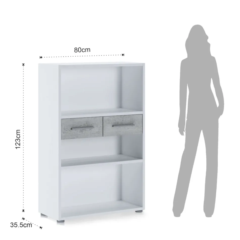 Dřevěná knihovna potažená melaminem v různých velikostech - plechová Viadurini