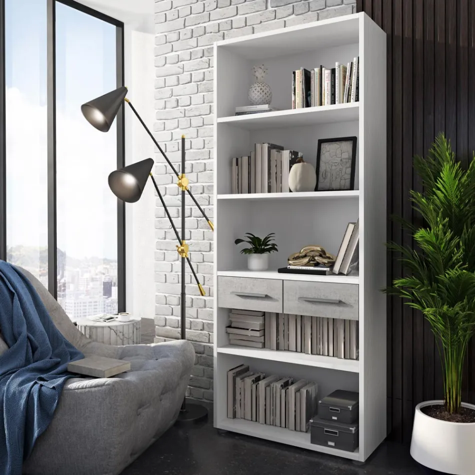 Dřevěná knihovna potažená melaminem v různých velikostech - plechová Viadurini