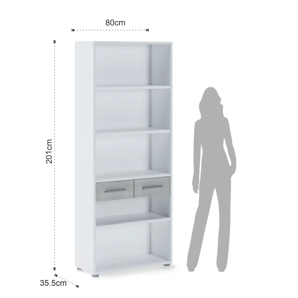 Dřevěná knihovna potažená melaminem v různých velikostech - plechová Viadurini