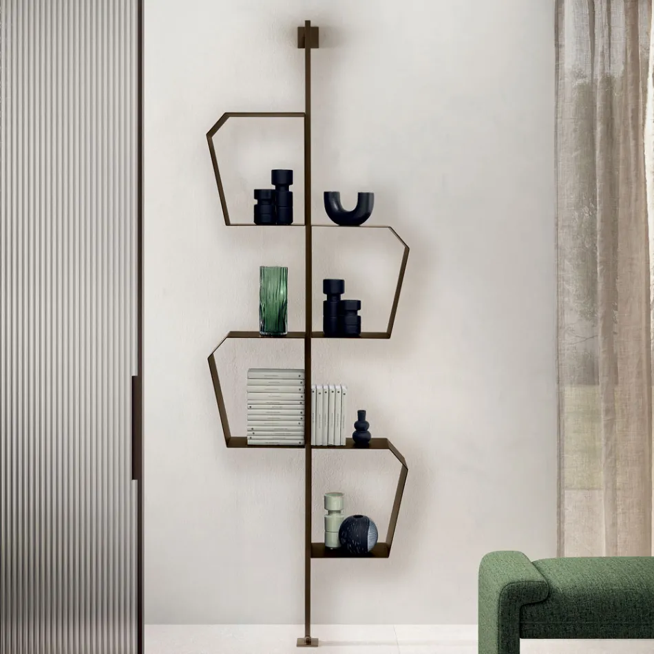 Kovová knihovna z lakovaného kovu s nastavitelnými nohami vyrobená v Itálii - Fernanda Viadurini