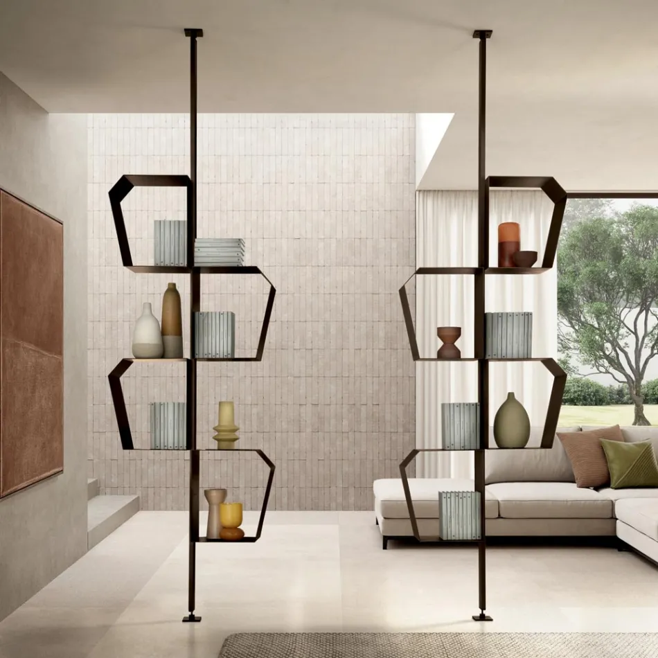 Kovová knihovna z lakovaného kovu s nastavitelnými nohami vyrobená v Itálii - Fernanda Viadurini