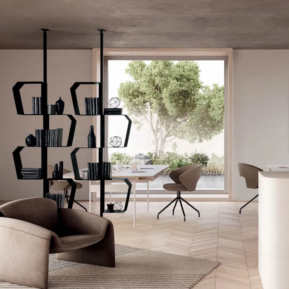 Kovová knihovna z lakovaného kovu s nastavitelnými nohami vyrobená v Itálii - Fernanda Viadurini