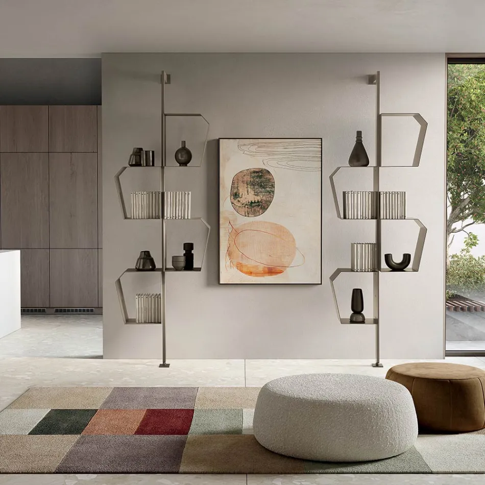 Kovová knihovna z lakovaného kovu s nastavitelnými nohami vyrobená v Itálii - Fernanda Viadurini
