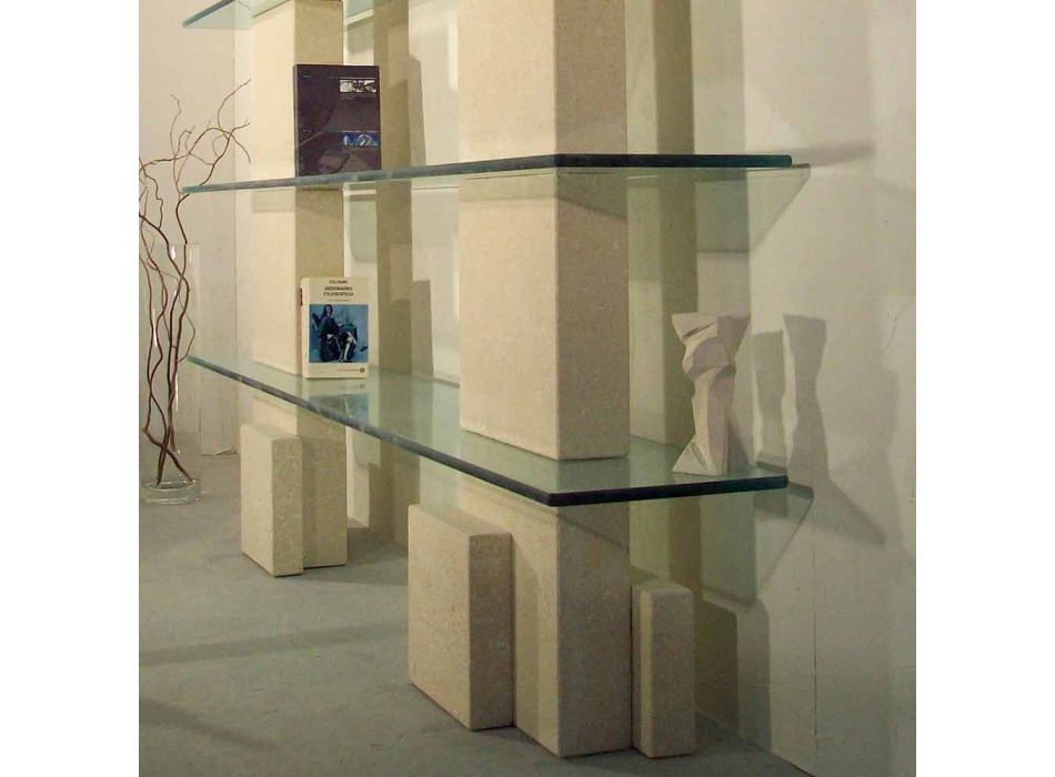 Modulová knihovna z kamene a skla s moderním designem Poplia Viadurini