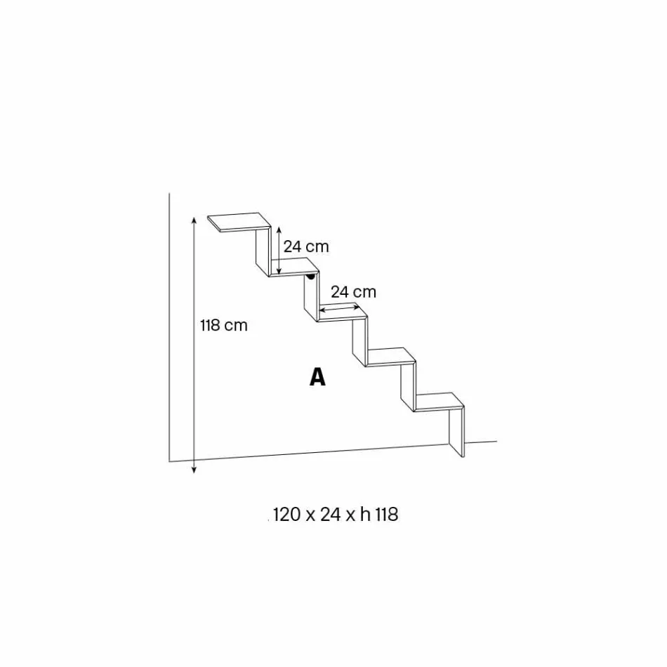 Knihovna na předměty na zdi Originální design ve skleněném žebříku - Volano Viadurini