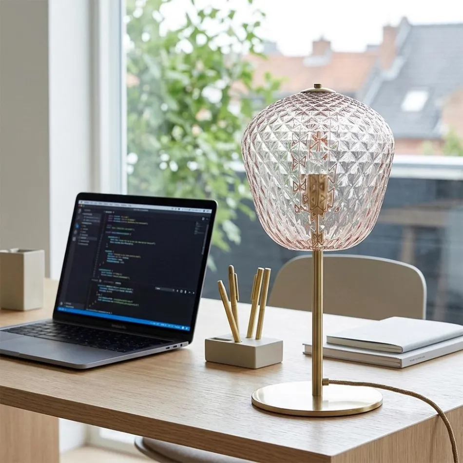 Velká benátská skleněná stolní lampa v různých barvách, vyrobená v Itálii - Elisia Viadurini