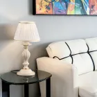 Dřevěná lampa se stínidlem vyrobeným v Itálii ve 2 různých velikostech - Florencie Viadurini