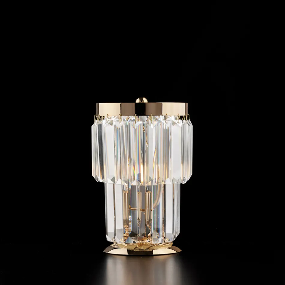 Železná a zlacená stolní lampa s kamínky vyrobená v Itálii pro interiérovou dekoraci - Vídeň Viadurini