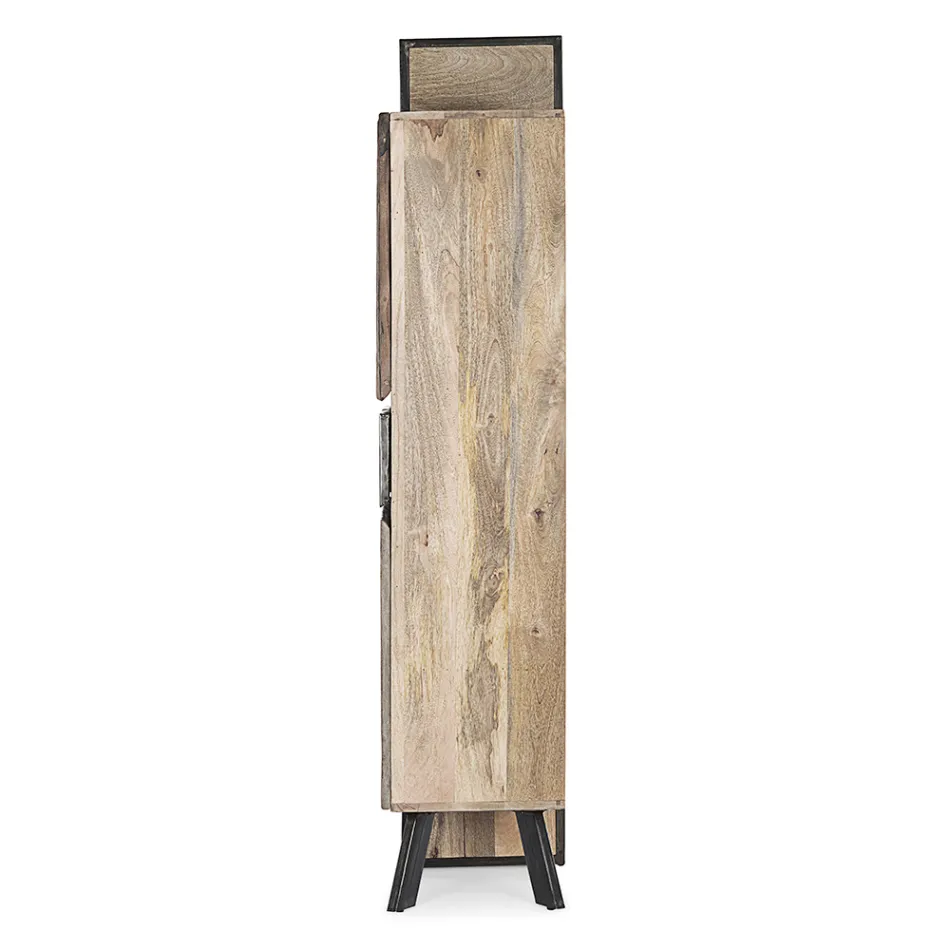 Příborník 2 dveře 2 zásuvky z mangového dřeva a oceli Homemotion - Signorino Viadurini