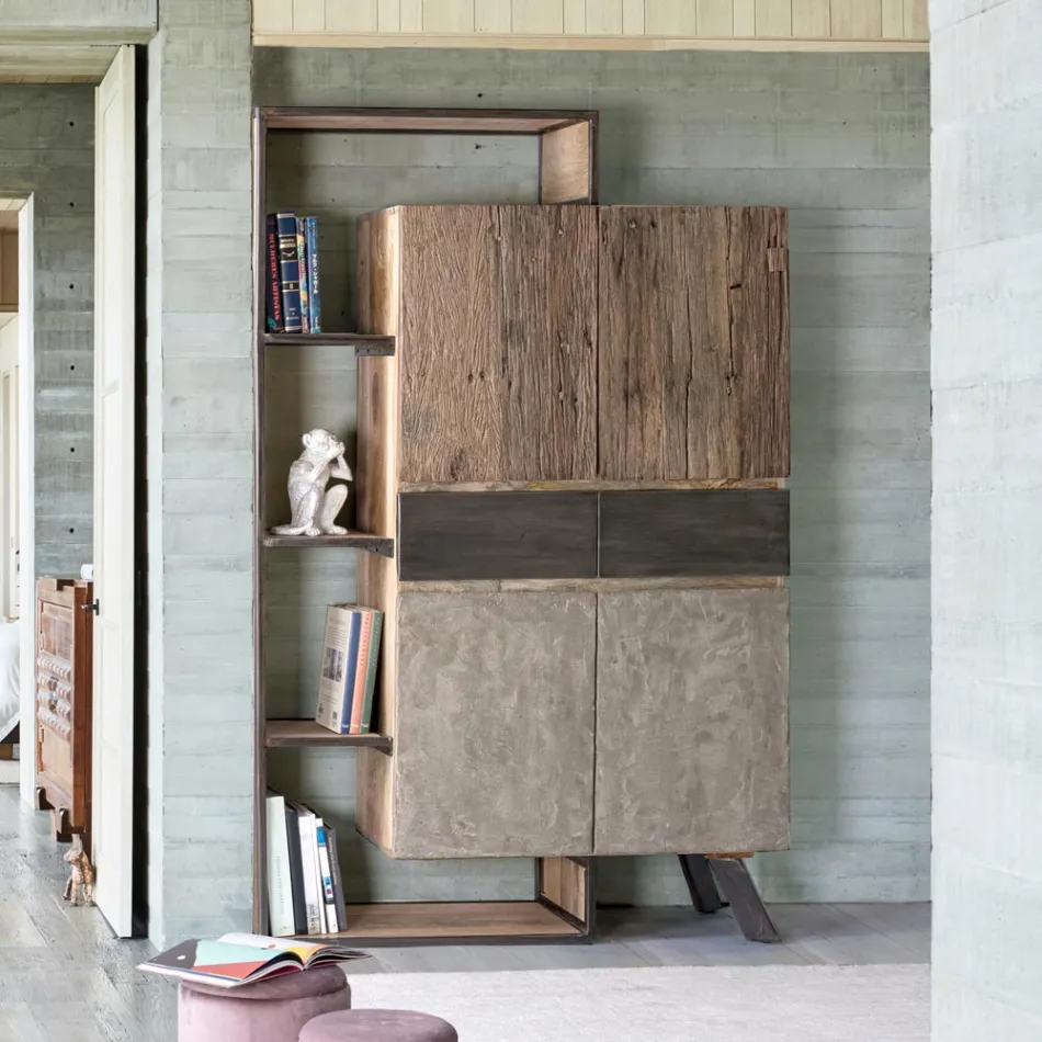 Příborník 2 dveře 2 zásuvky z mangového dřeva a oceli Homemotion - Signorino Viadurini