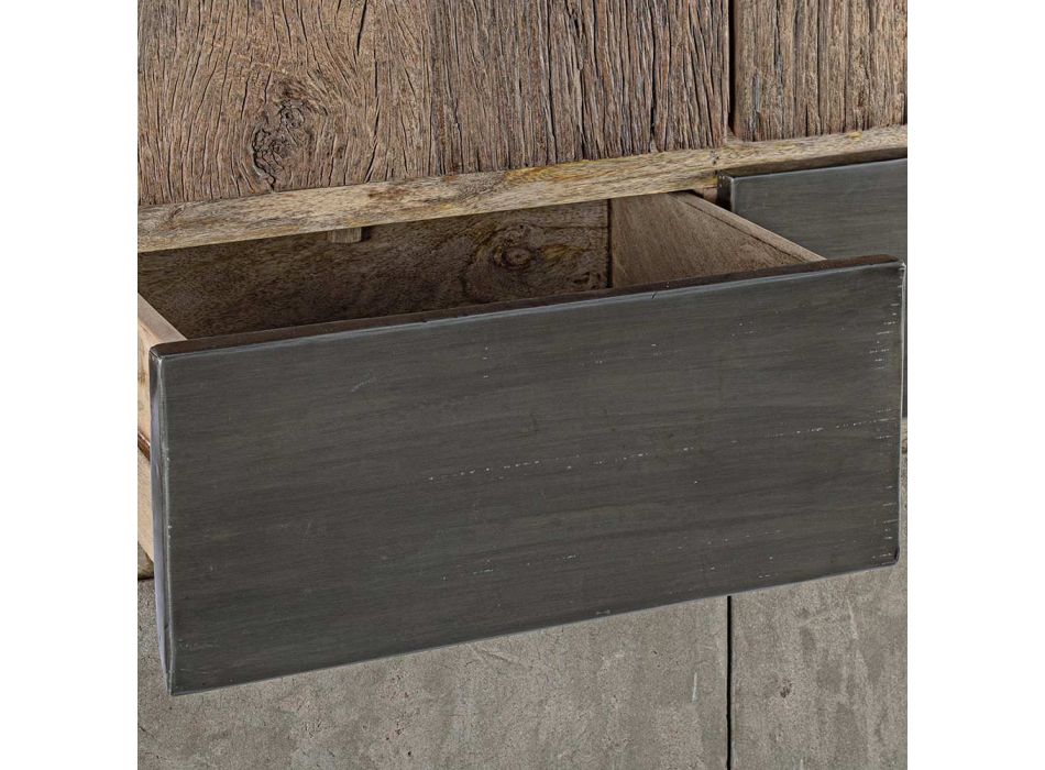 Příborník 2 dveře 2 zásuvky z mangového dřeva a oceli Homemotion - Signorino Viadurini