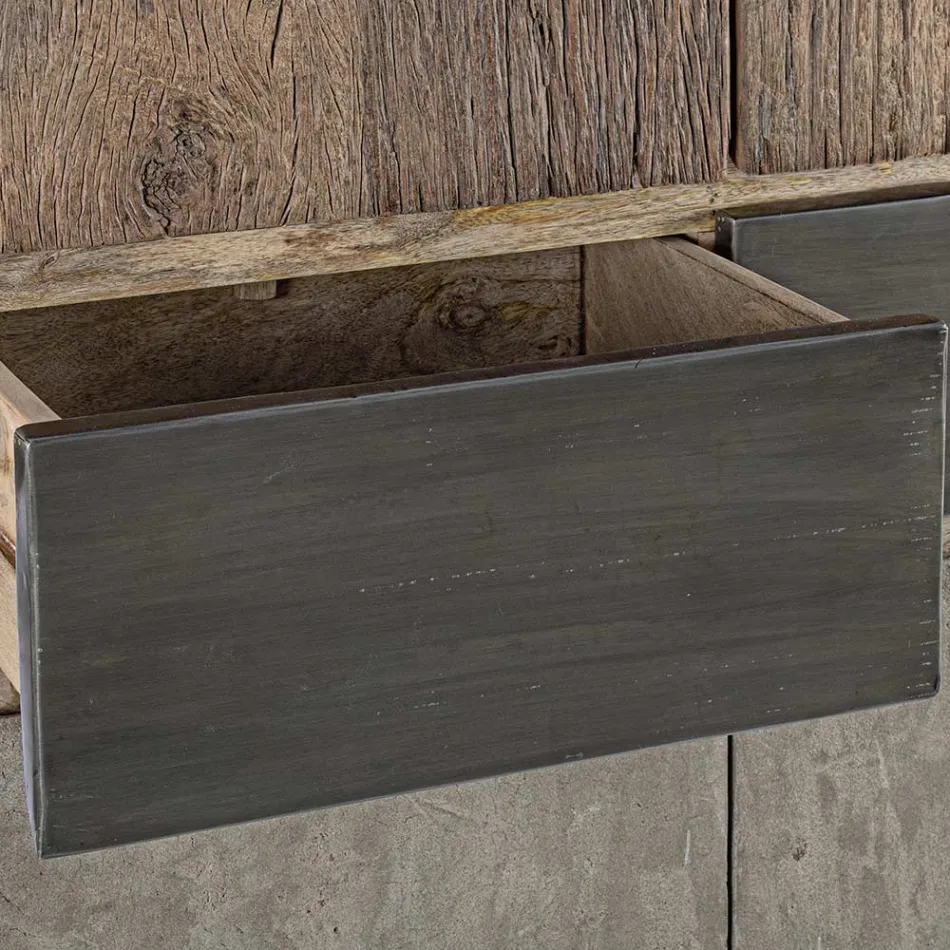 Příborník 2 dveře 2 zásuvky z mangového dřeva a oceli Homemotion - Signorino Viadurini