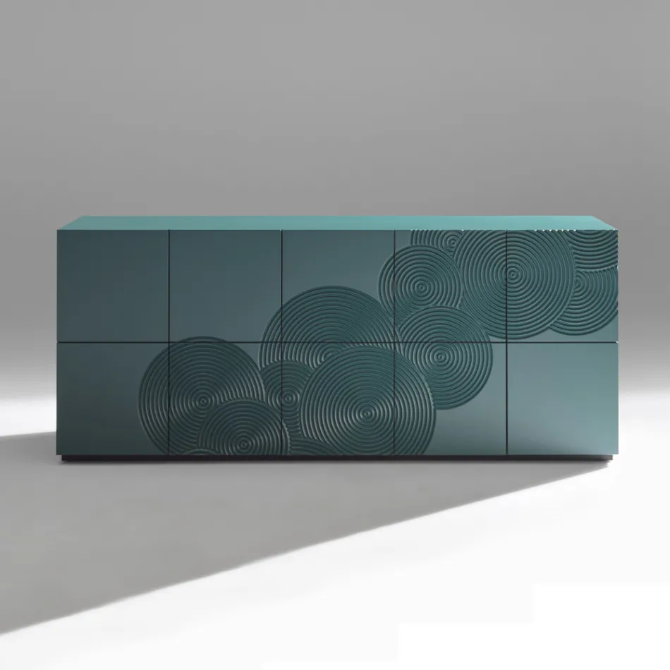 5dveřová příborník z lakovaného MDF s ručně gravírovanou a dokončenou dekorací - Krab Viadurini