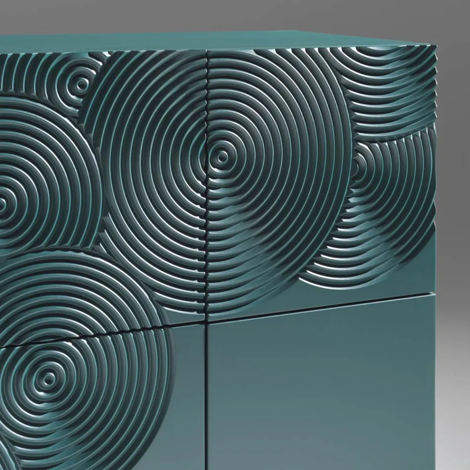 5dveřová příborník z lakovaného MDF s ručně gravírovanou a dokončenou dekorací - Krab Viadurini