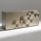 5dveřová příborník z lakovaného MDF s ručně gravírovanou a dokončenou dekorací - Krab Viadurini