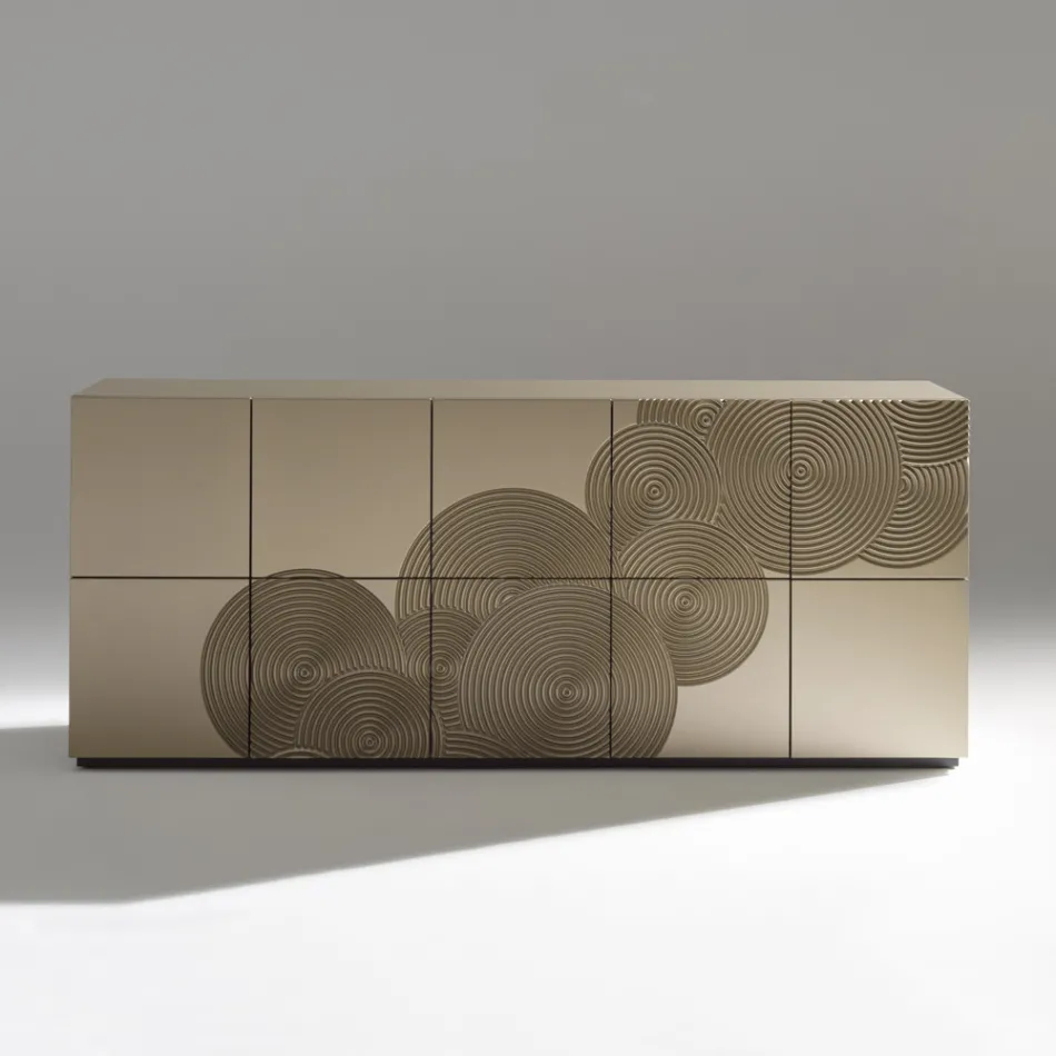 5dveřová příborník z lakovaného MDF s ručně gravírovanou a dokončenou dekorací - Krab Viadurini