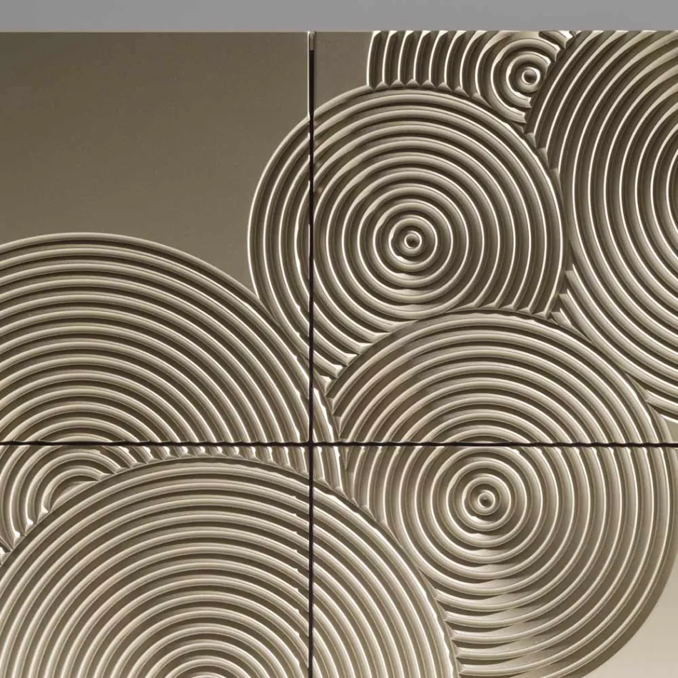 5dveřová příborník z lakovaného MDF s ručně gravírovanou a dokončenou dekorací - Krab Viadurini