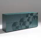 5dveřová příborník z lakovaného MDF s ručně gravírovanou a dokončenou dekorací - Krab Viadurini