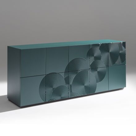 5dveřová příborník z lakovaného MDF s ručně gravírovanou a dokončenou dekorací - Krab Viadurini