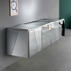 Nástěnný závěsný stolek z matně bílého dřeva a zrcadlových brýlí - Senese Viadurini