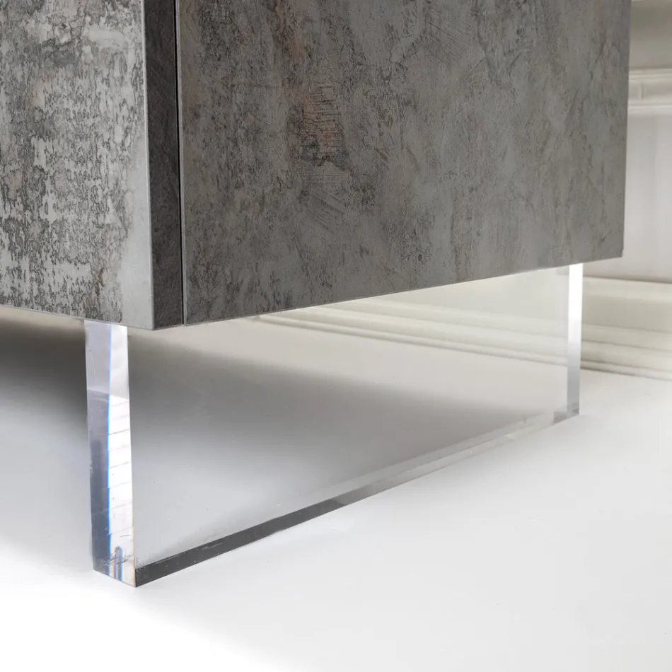 Příborník se 2 dveřmi a 2 centrálními otevřenými přihrádkami z melaminu Made in Italy - Minnie Viadurini