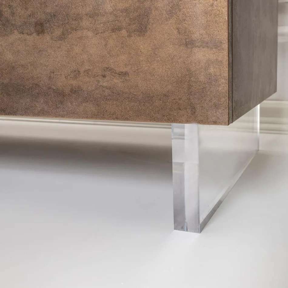 Příborník se 2 dveřmi a 2 centrálními otevřenými přihrádkami z melaminu Made in Italy - Minnie Viadurini