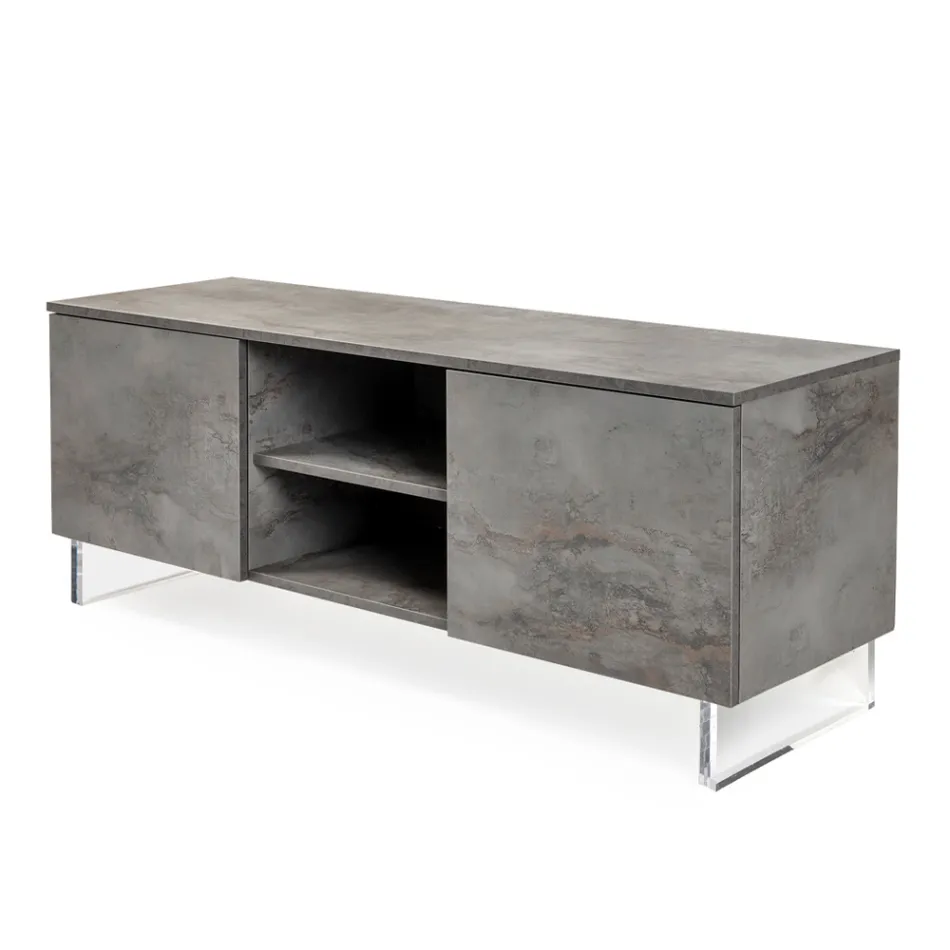 Příborník se 2 dveřmi a 2 centrálními otevřenými přihrádkami z melaminu Made in Italy - Minnie Viadurini