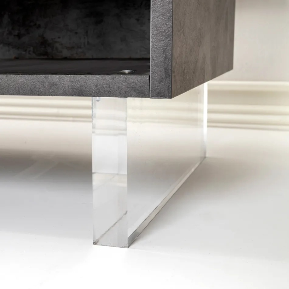 Příborník se 2 dvířky a 2 bočními otevřenými přihrádkami z melaminu Made in Italy - Myš Viadurini