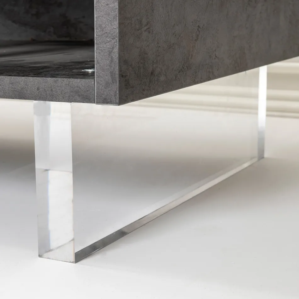 Příborník se 2 dvířky a 2 bočními otevřenými přihrádkami z melaminu Made in Italy - Myš Viadurini